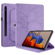 For Samsung Galaxy Tab S9 / S7 / S8 Tree Life Embossed Rotation Leather Tablet Case(Purple)