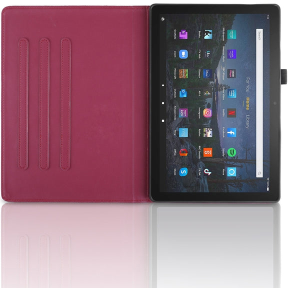 For Amazon Kindle Fire HD8 2022 / 2020 Tree Life Embossed Rotation Leather Tablet Case(Red)