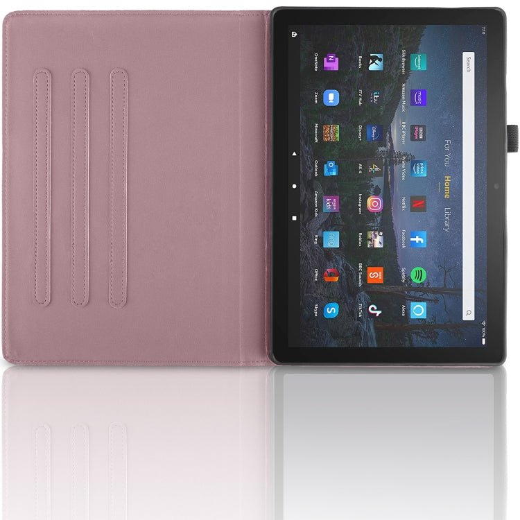 For Amazon Kindle Fire HD8 2022 / 2020 Tree Life Embossed Rotation Leather Tablet Case(Rose Gold)