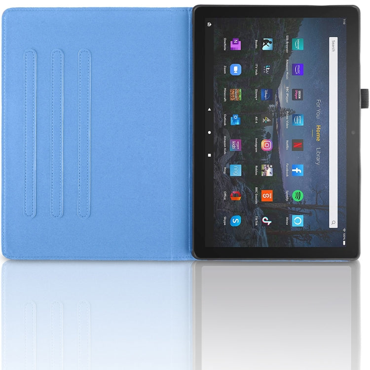 For Amazon Kindle Fire HD8 2022 / 2020 Tree Life Embossed Rotation Leather Tablet Case(Blue)