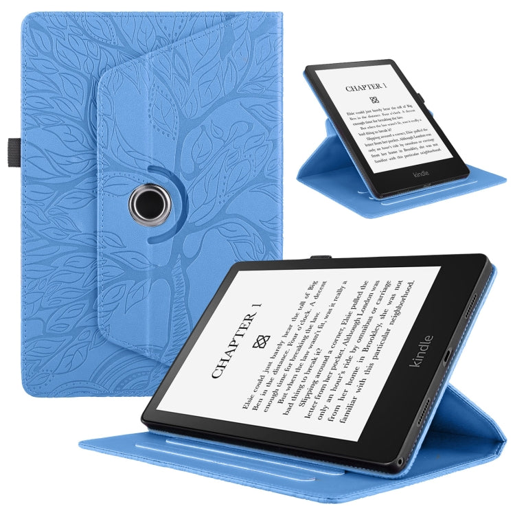 For Amazon Kindle Paperwhite 5 Tree Life Embossed Rotation Leather Smart Tablet Case(Blue) - Amazon by PMC TechLife | Online Shopping South Africa | PMC TechLife | Buy Now Pay Later Mobicred