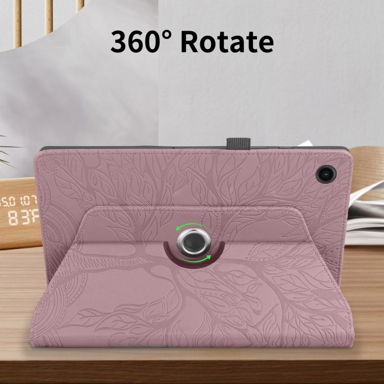 For Lenovo Tab M10 Plus 10.6 3rd Gen Tree Life Embossed Rotation Leather Smart Tablet Case(Rose Gold)