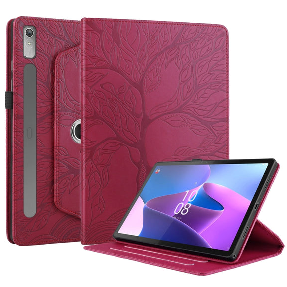 For Lenovo Tab P11 Pro 2nd / Xiaoxin Pad 11 Pro Tree Life Embossed Rotation Leather Tablet Case(Red)