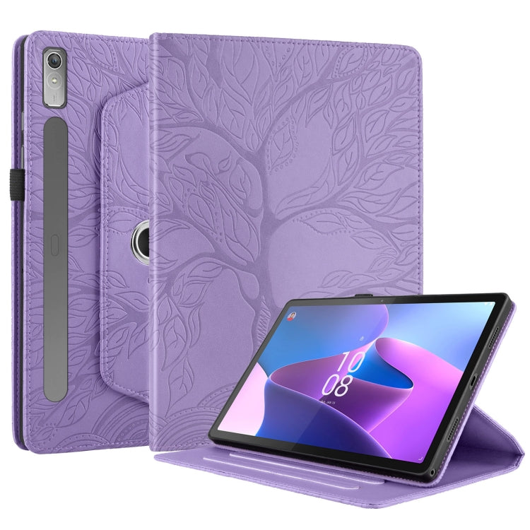 For Lenovo Tab P11 Pro 2nd / Xiaoxin Pad 11 Pro Tree Life Embossed Rotation Leather Tablet Case(Purple)