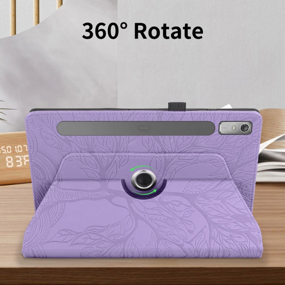 For Lenovo Tab P11 Pro 2nd / Xiaoxin Pad 11 Pro Tree Life Embossed Rotation Leather Tablet Case(Purple)