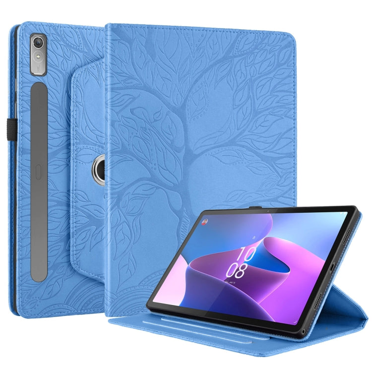 For Lenovo Tab P11 Pro 2nd / Xiaoxin Pad 11 Pro Tree Life Embossed Rotation Leather Tablet Case(Blue)