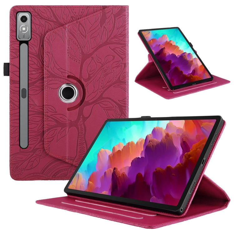 For Lenovo Tab P12 / Xiaoxin Pad Pro 12.7 Tree Life Embossed Rotation Leather Tablet Case(Red) - Lenovo by PMC TechLife | Online Shopping South Africa | PMC TechLife | Buy Now Pay Later Mobicred