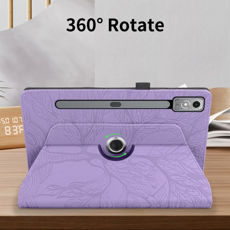 For Lenovo Tab P12 / Xiaoxin Pad Pro 12.7 Tree Life Embossed Rotation Leather Tablet Case(Purple) - Lenovo by PMC TechLife | Online Shopping South Africa | PMC TechLife | Buy Now Pay Later Mobicred