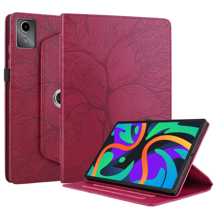 For Lenovo Tab M11 / Xiaoxin Pad 11 2024 Tree Life Embossed Rotation Leather Tablet Case(Red) - Lenovo by PMC Jewellery | Online Shopping South Africa | PMC Jewellery | Buy Now Pay Later Mobicred