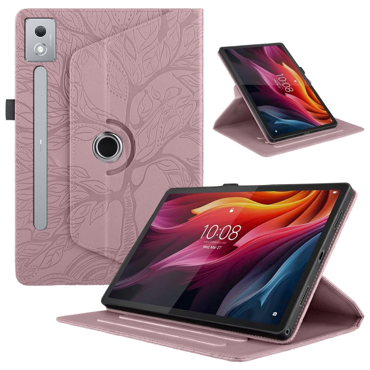 For Lenovo Tab P12 / Xiaoxin Pad Pro 12.7 2025 Tree Life Embossed Rotation Leather Tablet Case(Rose Gold) - Lenovo by PMC TechLife | Online Shopping South Africa | PMC TechLife | Buy Now Pay Later Mobicred