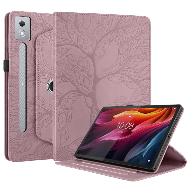 For Lenovo Tab P12 / Xiaoxin Pad Pro 12.7 2025 Tree Life Embossed Rotation Leather Tablet Case(Rose Gold) - Lenovo by PMC TechLife | Online Shopping South Africa | PMC TechLife | Buy Now Pay Later Mobicred