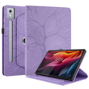 For Lenovo Tab P12 / Xiaoxin Pad Pro 12.7 2025 Tree Life Embossed Rotation Leather Tablet Case(Purple)