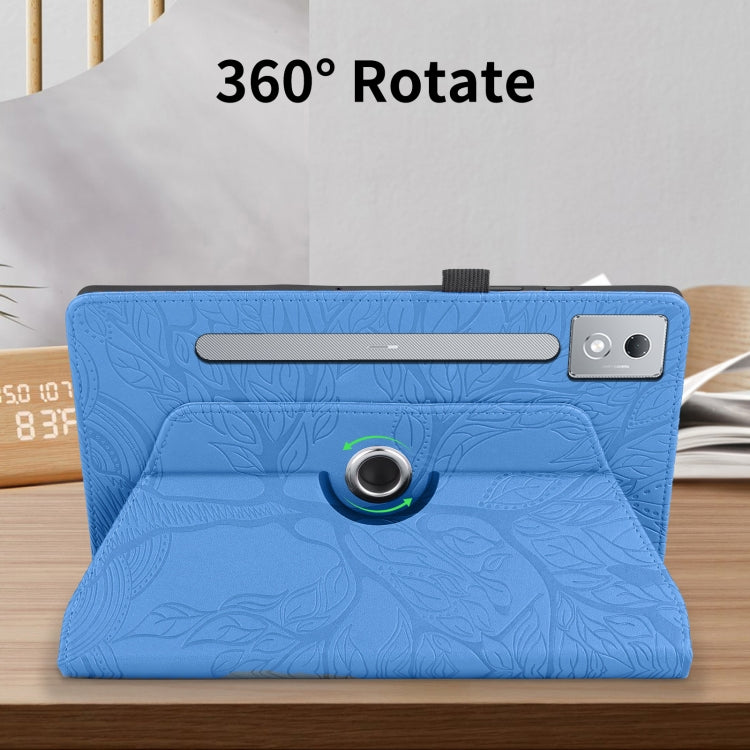 For Lenovo Tab P12 / Xiaoxin Pad Pro 12.7 2025 Tree Life Embossed Rotation Leather Tablet Case(Blue)