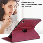 For Nokia T21 Tree Life Embossed Rotation Leather Tablet Case(Red)