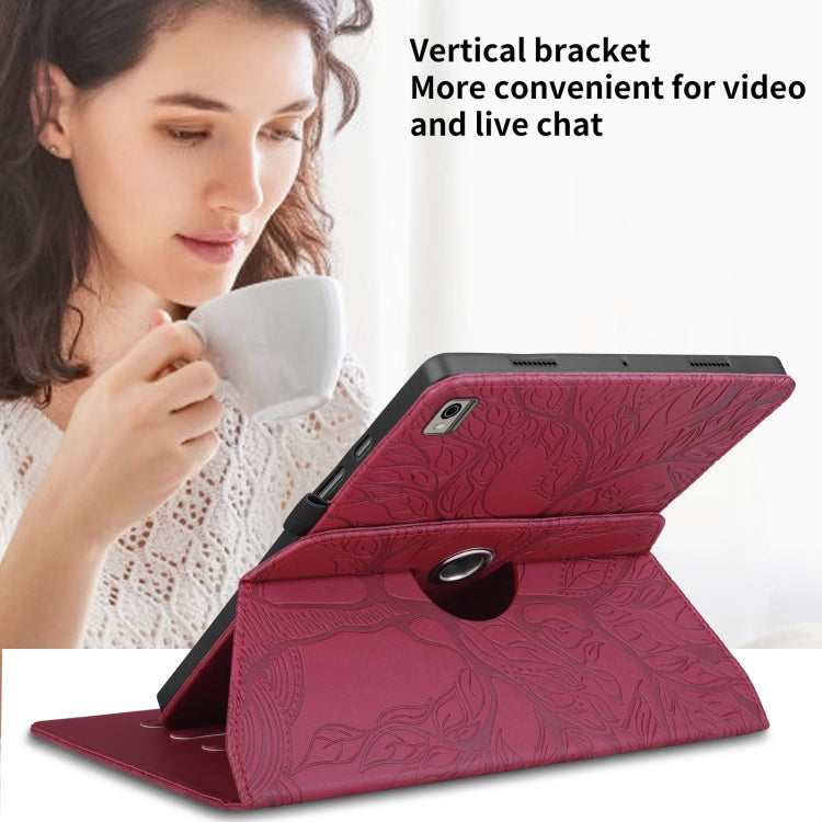 For Nokia T21 Tree Life Embossed Rotation Leather Tablet Case(Red)