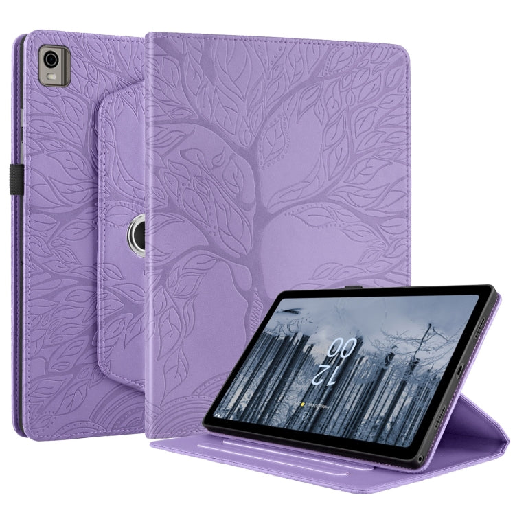 For Nokia T21 Tree Life Embossed Rotation Leather Tablet Case(Purple) - free shipping - PMC TechLife - Order now!
