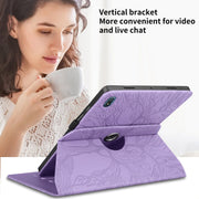 For Nokia T20 10.4 2021 Tree Life Embossed Rotation Leather Tablet Case(Purple)