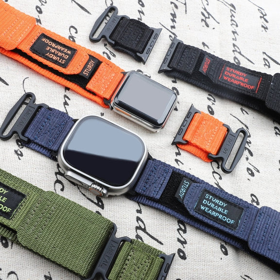 For Apple Watch Ultra 49mm AW Nylon Two-Section Watch Band(Black)