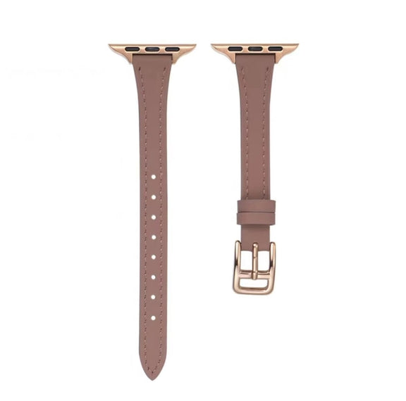 For Apple Watch Ultra 49mm T-shaped Slim Genuine Leather Watch Band(Light Brown)