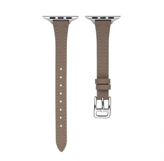 For Apple Watch Ultra 2 49mm T-shaped Slim Genuine Leather Watch Band(Dark Brown)