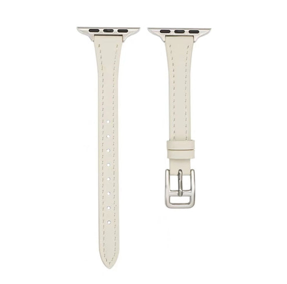 For Apple Watch Ultra 2 49mm T-shaped Slim Genuine Leather Watch Band(White)
