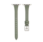 For Apple Watch Ultra 2 49mm T-shaped Slim Genuine Leather Watch Band(Light Green)