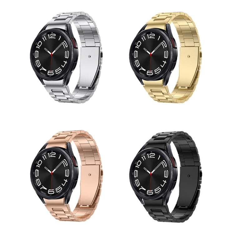 For Samsung Galaxy Watch 6 Three Strains Metal Watch Band(Rose Gold)