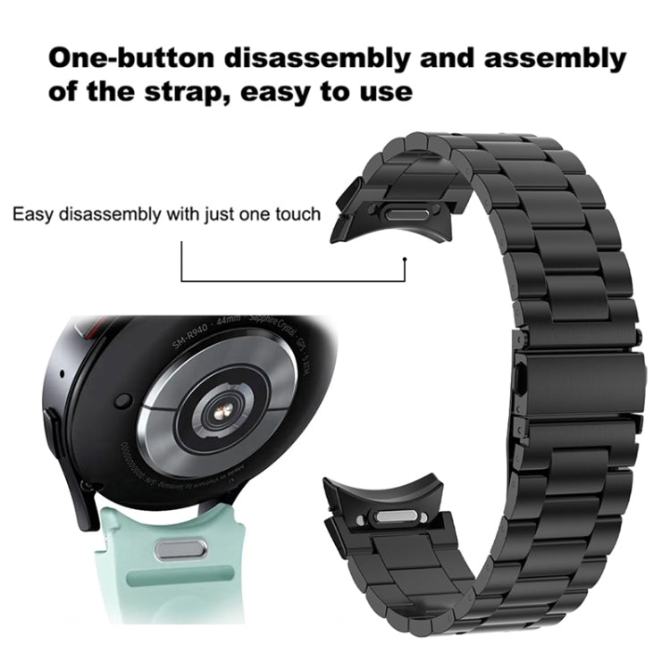 For Samsung Galaxy Watch 6 Three Strains Metal Watch Band(Gold)
