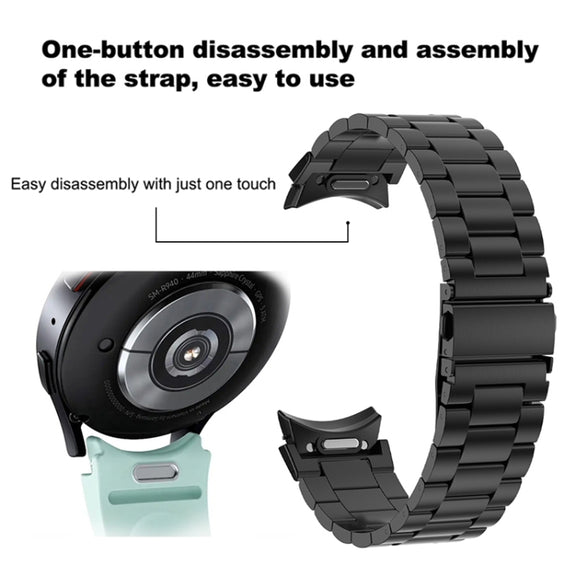 For Samsung Galaxy Watch 6 Three Strains Metal Watch Band(Rose Gold)