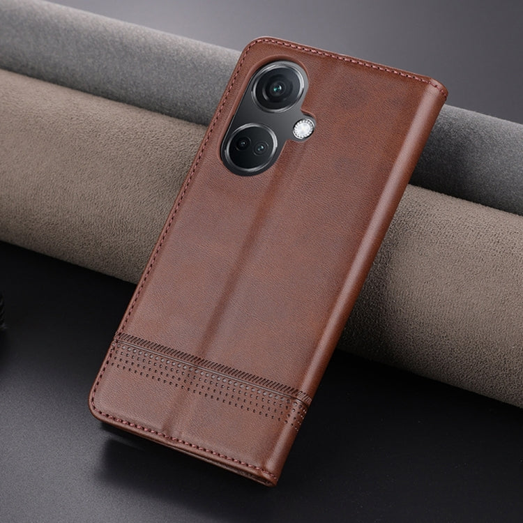 For OPPO K11 5G / OnePlus Nord CE3 AZNS Magnetic Calf Texture Flip Leather Phone Case(Dark Brown) - OPPO Cases by AZNS | Online Shopping South Africa | PMC TechLife