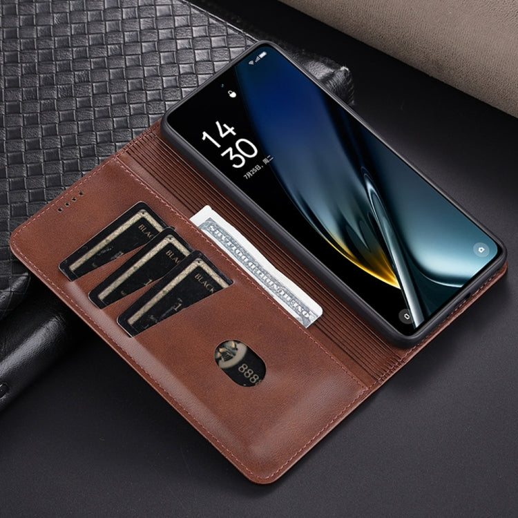 For OPPO K11 5G / OnePlus Nord CE3 AZNS Magnetic Calf Texture Flip Leather Phone Case(Dark Brown) - OPPO Cases by AZNS | Online Shopping South Africa | PMC TechLife