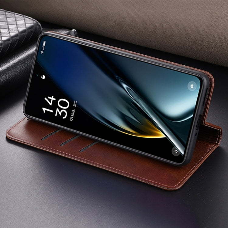 For OPPO K11 5G / OnePlus Nord CE3 AZNS Magnetic Calf Texture Flip Leather Phone Case(Dark Brown) - OPPO Cases by AZNS | Online Shopping South Africa | PMC TechLife