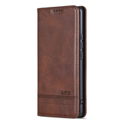 For OPPO Reno11 China AZNS Magnetic Calf Texture Flip Leather Phone Case(Dark Brown)