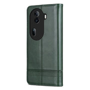 For OPPO Reno11 China AZNS Magnetic Calf Texture Flip Leather Phone Case(Dark Green)