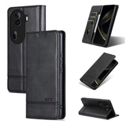 For OPPO Reno11 China AZNS Magnetic Calf Texture Flip Leather Phone Case(Black)