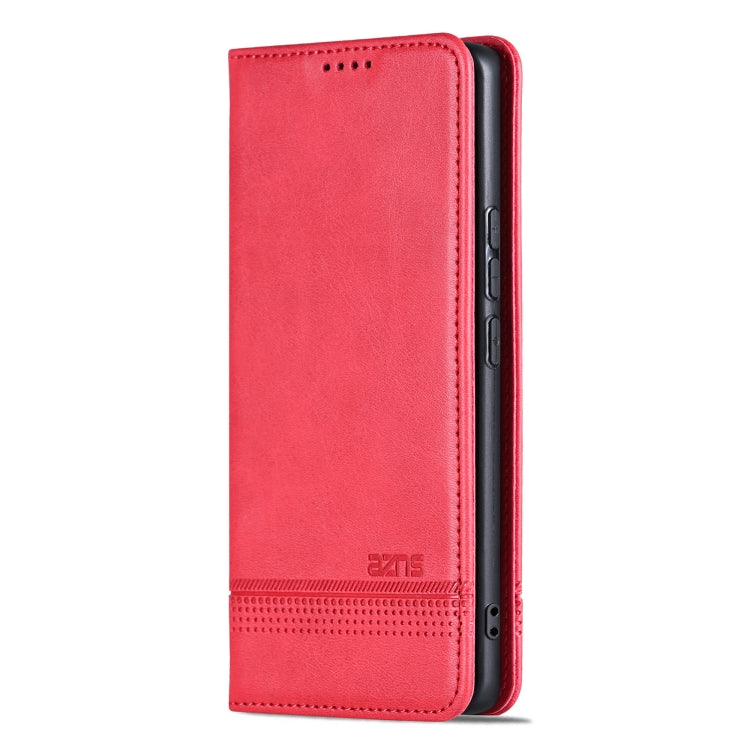 For OPPO Reno11 China AZNS Magnetic Calf Texture Flip Leather Phone Case(Red)