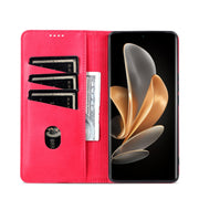 For OPPO Reno11 China AZNS Magnetic Calf Texture Flip Leather Phone Case(Red)