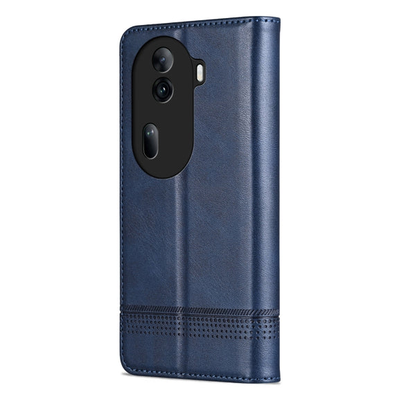 For OPPO Reno11 Pro China AZNS Magnetic Calf Texture Flip Leather Phone Case(Dark Blue)