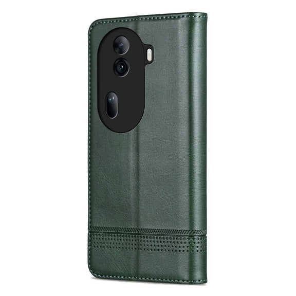 For OPPO Reno11 Pro China AZNS Magnetic Calf Texture Flip Leather Phone Case(Dark Green)