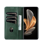 For OPPO Reno11 Pro China AZNS Magnetic Calf Texture Flip Leather Phone Case(Dark Green)