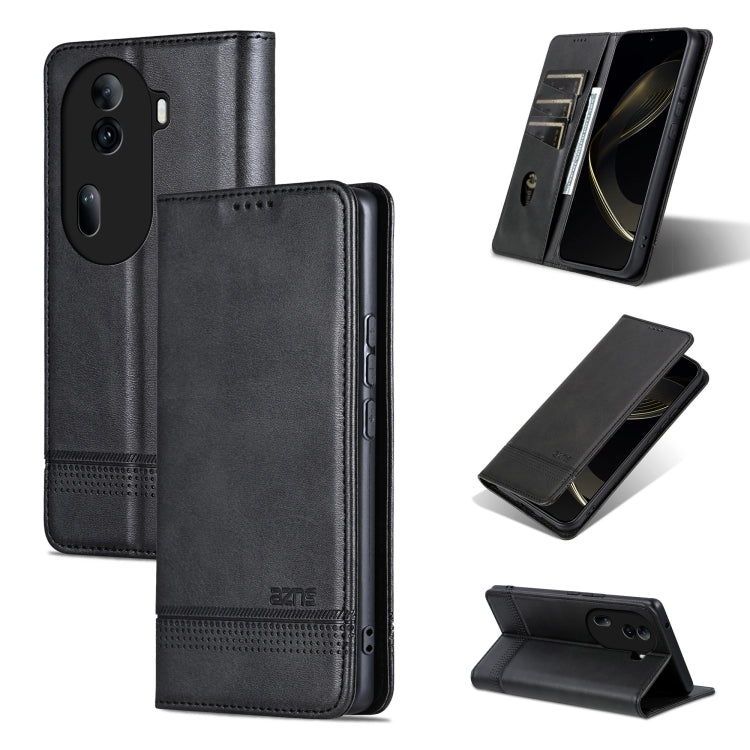 For OPPO Reno11 Pro China AZNS Magnetic Calf Texture Flip Leather Phone Case(Black) - OPPO Cases by AZNS | Online Shopping South Africa | PMC TechLife | Buy Now Pay Later Mobicred