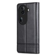 For OPPO Reno11 Pro China AZNS Magnetic Calf Texture Flip Leather Phone Case(Black)