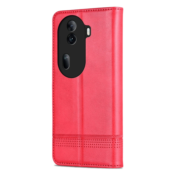 For OPPO Reno11 Pro China AZNS Magnetic Calf Texture Flip Leather Phone Case(Red)
