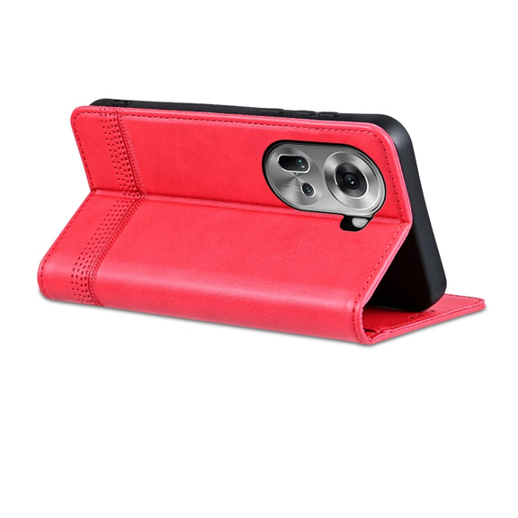 For OPPO Reno11 Global AZNS Magnetic Calf Texture Flip Leather Phone Case(Red)