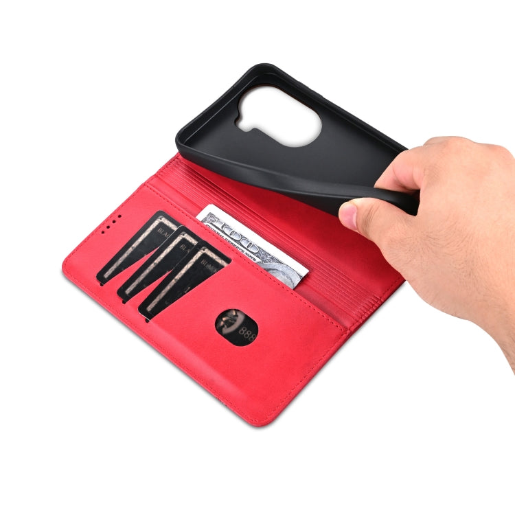 For OPPO Reno11 Global AZNS Magnetic Calf Texture Flip Leather Phone Case(Red)