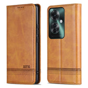 For OPPO Reno11 F AZNS Magnetic Calf Texture Flip Leather Phone Case(Light Brown)