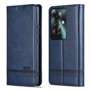 For OPPO Reno11 F AZNS Magnetic Calf Texture Flip Leather Phone Case(Dark Blue)