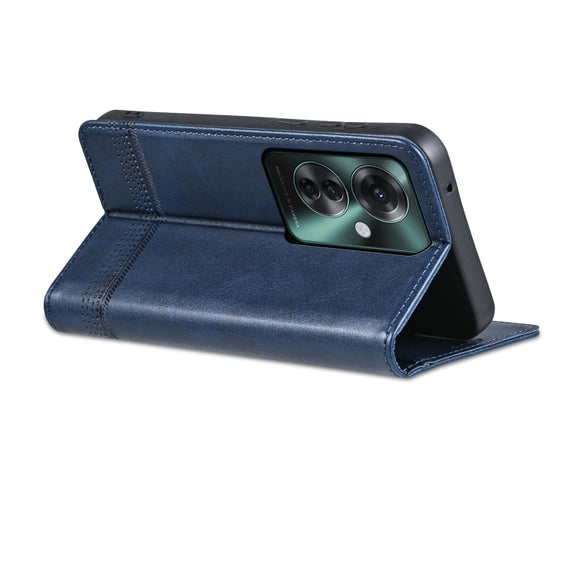 For OPPO Reno11 F AZNS Magnetic Calf Texture Flip Leather Phone Case(Dark Blue)