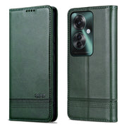 For OPPO Reno11 F AZNS Magnetic Calf Texture Flip Leather Phone Case(Dark Green)