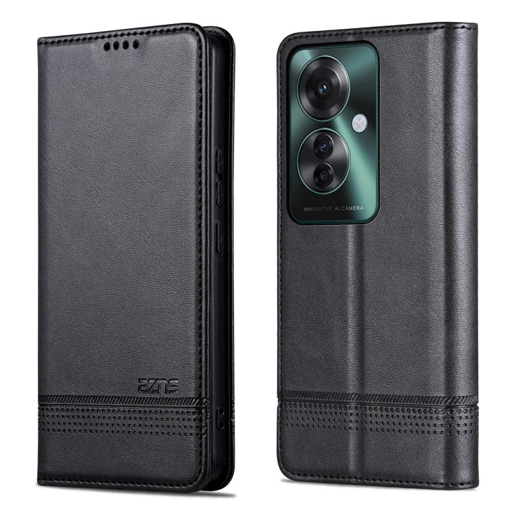 For OPPO Reno11 F AZNS Magnetic Calf Texture Flip Leather Phone Case(Black)